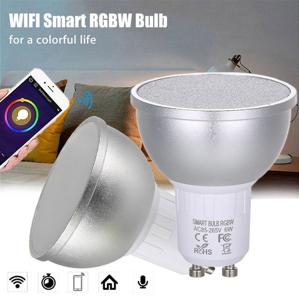 

2021 new ac85-265v 6w 4pcs conduced led lamp rgbw wi-fi wired intelligent light 16-million color gu10 base ktv home deco party 2d2f