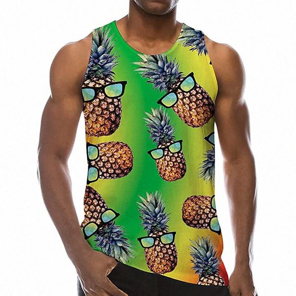

men's tank undershirt 3d print pineapple crew neck daily holiday 3d print sleeveless casual beach green yellow / summer j9pp#, White;black
