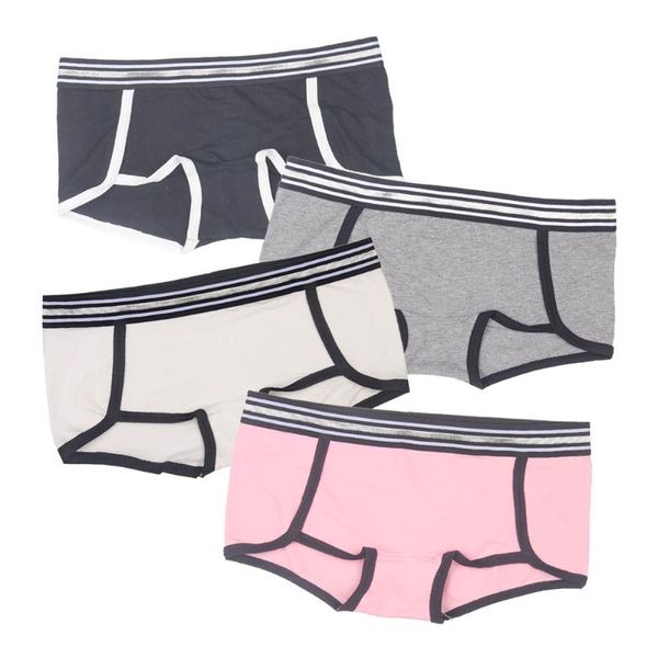 

women's panties pink color pure cotton underwear cute girls boxer female soft breathable intimates bag hip underpants, Black;pink