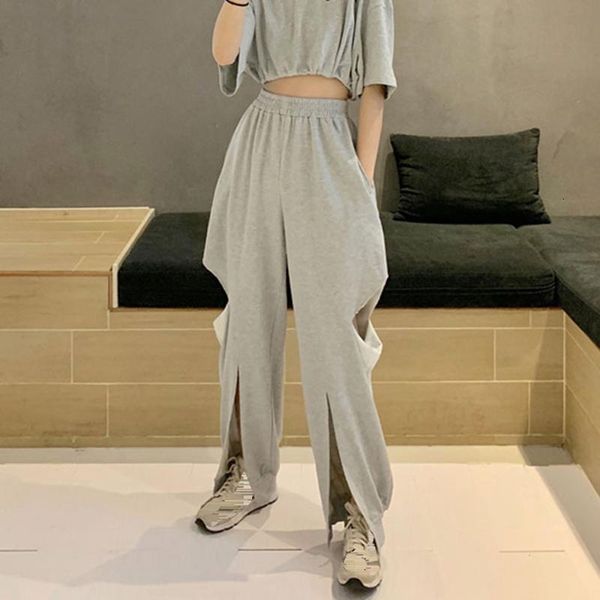 

women's pants & capris retrieve grey cat women broek loose unconditional pocket spoon broad legs cats cargo fashion edgy, Black;white