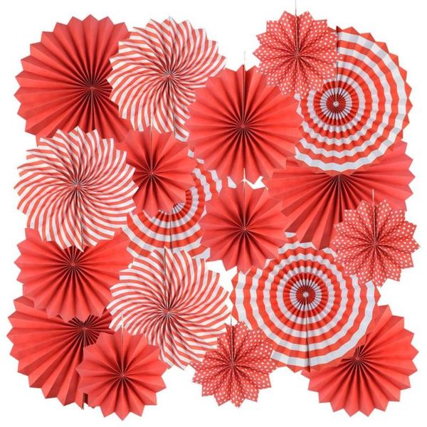 

party decoration 18pcs hanging paper fans set decorative red folding decorations round fan wall decor garlands flower