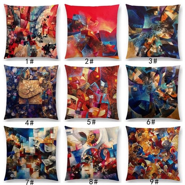 

new print gorgeous abstract art painting mysterious colorful vortex world fantasy retro cushion cover sofa pillow case