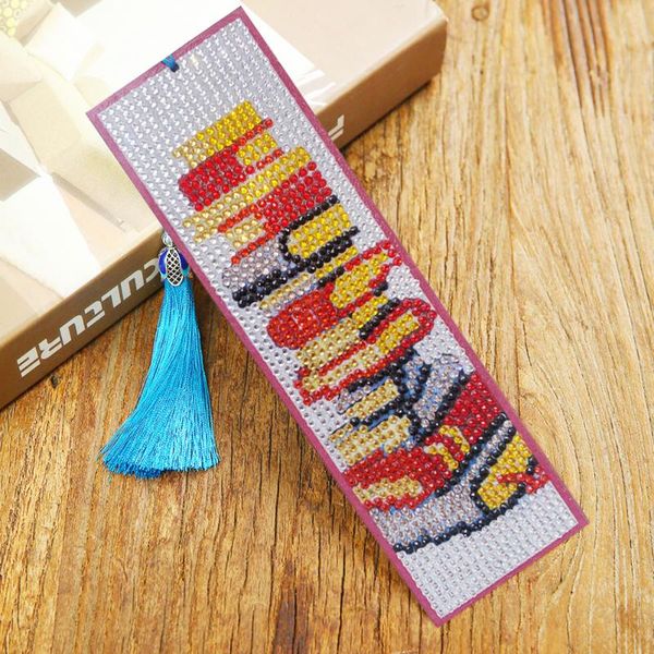 

bookmark 5d diamond leather embroidery tassel special shape drill mark art craft for books birthday gifts supplies