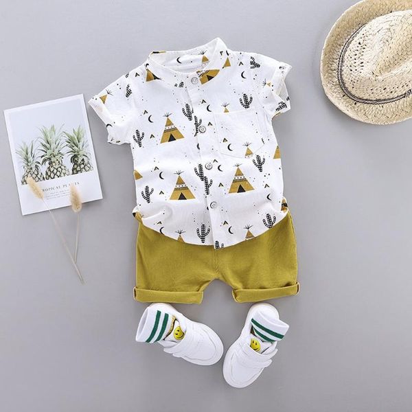 

1-4years infant baby boys clothes set cartoon t-shirt +shorts summer outfits baby boys clothes sets children clothing summer, White