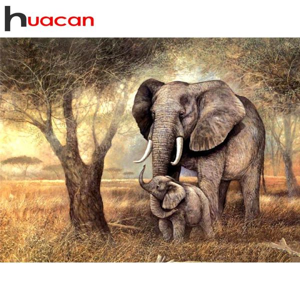 

diamond painting huacan 5d animal full square/round drill embroidery cross stitch elephant handmade gift home decor
