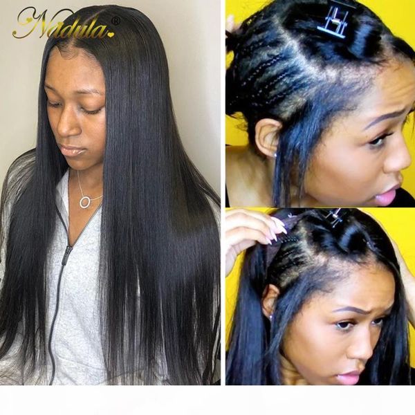 

nadula u part wig natural straight human hair wigs brazilian straight hair wigs for black women 100% human wig easy & quick, Black;brown