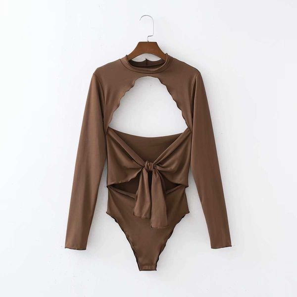 

bodysuit women fashion casual vintage chic lady hollow out corset bodys y2k body femme 210709, Black;white