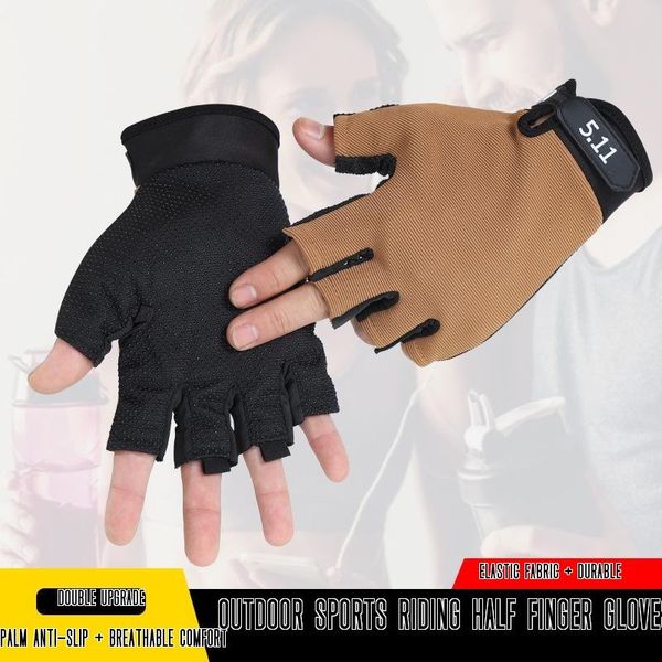 

cycling gloves half-finger breathable fitness climbing outdoor mountaineering tactics riding marching fan, Black