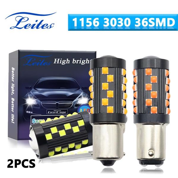 

emergency lights 2pcs led light for car 1156 bau15s ba15s t207443 7440 1157 3030 36smd turn signal 12v white super bright tail bulb brake