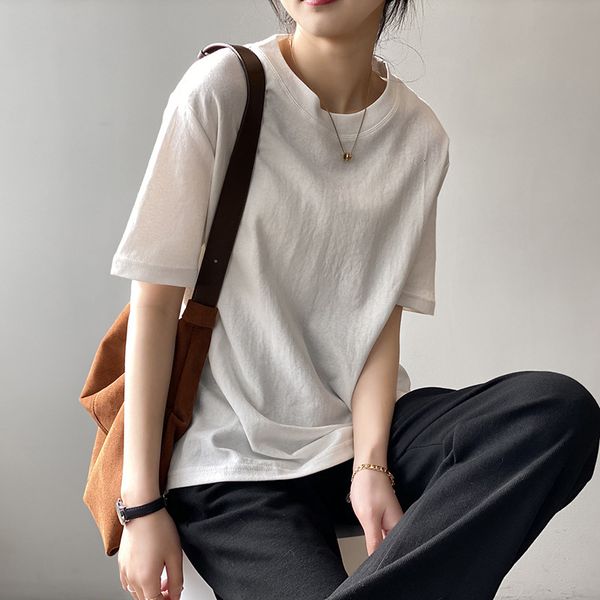 

new 2021 will see the neck t-shirts short sleeves 100% cotton sheer color stuff women s boyfriend white style loose vn1s