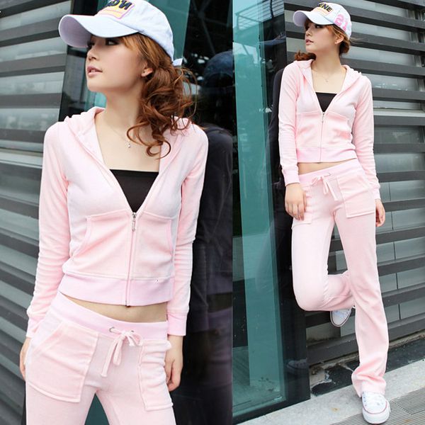 

luxury korean ladies track autumn and winter sweater cotton velvet leisure suit two-piece sports youth version zipperthe female suit, Gray