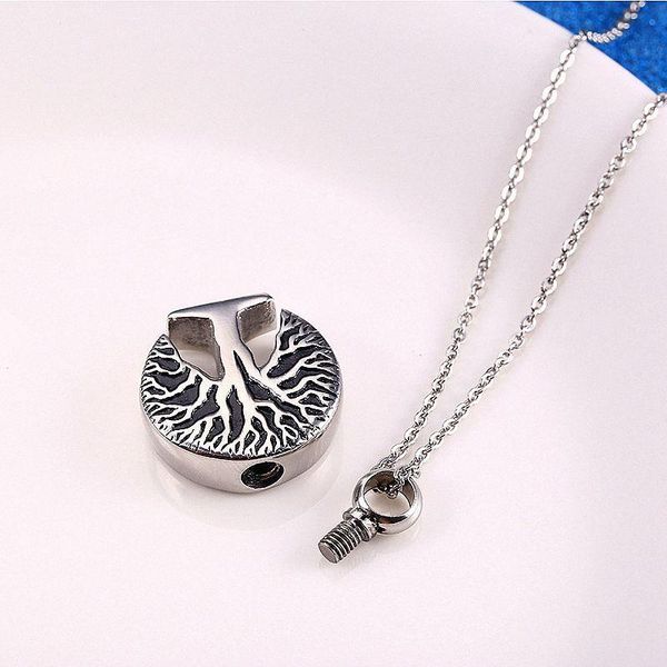 

pendant necklaces the tree of life can be opened cinerary box necklace commemorative accessories fashion men women perfume bottle sweater ch, Silver