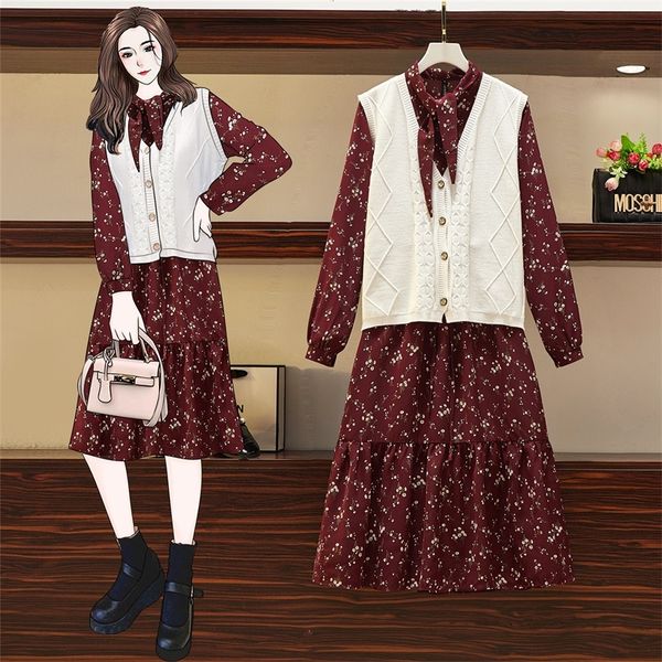 

elegant woman of vintage spring floral dress 2021 waistcoat and pretty shirt dressed as two plus size cloth clothing en6j, Black