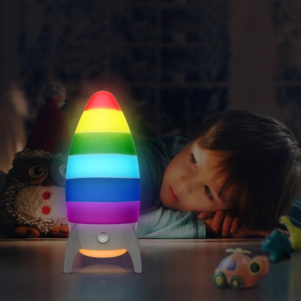 

book lights rocket shaped color desk lamp with usb cable for children's room decoration mayitr 1pc night light