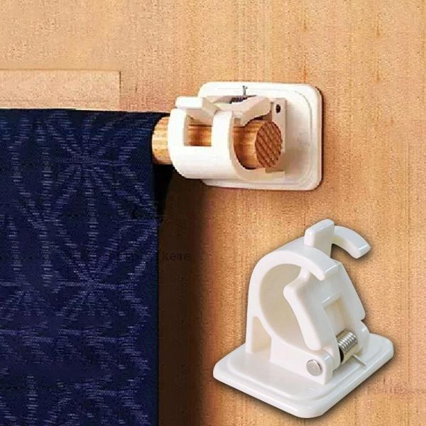 

other home decor 2pcs white hanging rod clip adhesive wall curtain clamp hooks bathroom shower fixed rack hook