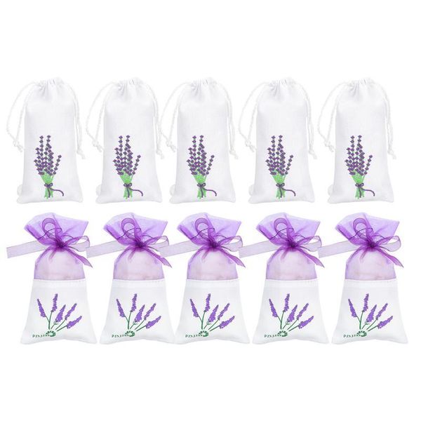 Confezione regalo 10 bustine vuote di fiori secchi con germogli di lavanda naturale, gocce aromatiche per rinfrescare l'aria