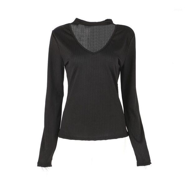 

women's sweaters 2021 spring women slim sweater hanging neck v pullover long sleeve casual solid color, White;black