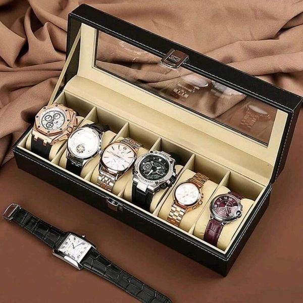 

storage boxes & bins slot watch case pu leather real glass lid display case,watch organizer watches case,for birthday presents perfect