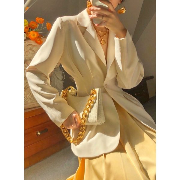 

new 2021 spring turn down collar thin waistband jacket ladies women's coat for women blazers mrmh, White;black