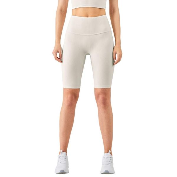 

yoga outfits 2021 summer thread nude pants female high waist peach hips sports fitness solid color five-point shorts spodenki damskie, White;red