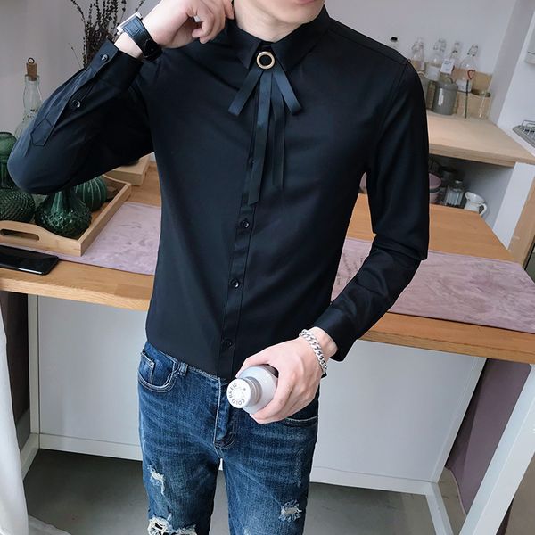 

more size 5xl-s spring new long sleeve men's clothes 2021 simple skinny casual night social club dressing gown sale 48zu, White;black