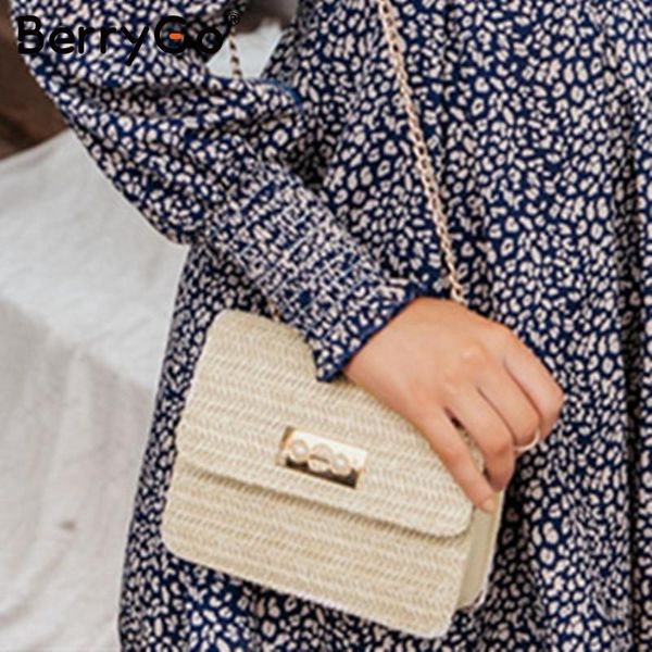 

wallets berrygo straw bag ladies handbags autumn rattan wild messenger fashion shoulder small square handmade woven beach bags, Red;black