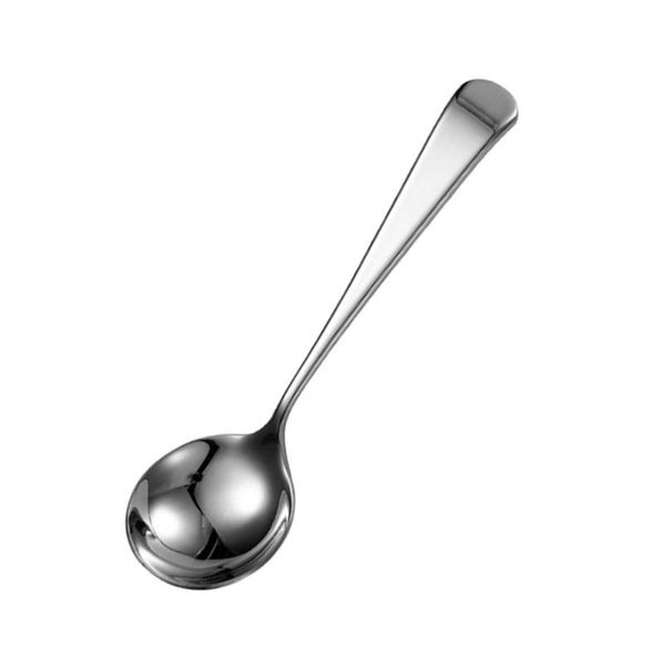 

spoons stainless steel long handle mixing spoon round head soup serving scoop for home restaurant (silver)