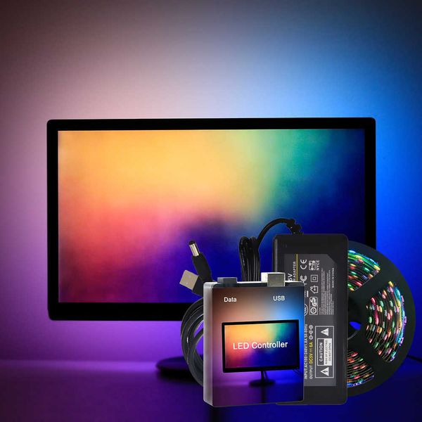

easy diy ambient computer deskpc screen backlight lighting rgb usb ws2812b led strip light 1m 2m 3m 4m 5m full kit