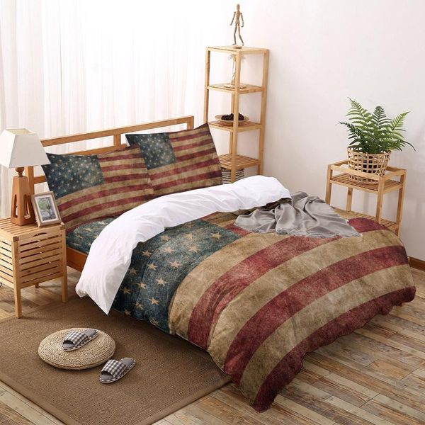 

bedding sets retro american flag printing set duvet cover bed linens bedclothes home textile twin full  king size