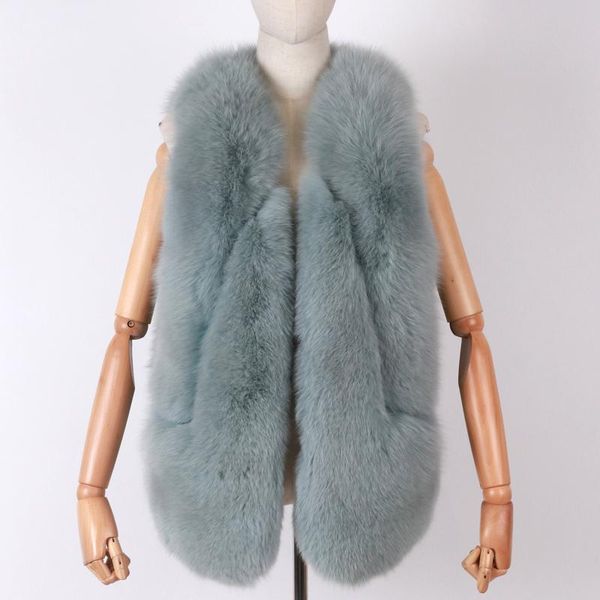

women's fur & faux ladies real gilet women natural vest 2021 available, Black