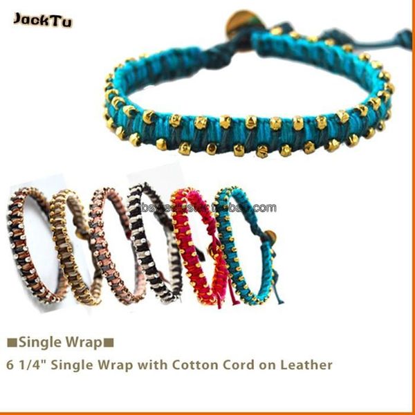 

tennis nulti color nuggets cotton cord wrap bracelet 4 colors women, Golden;silver