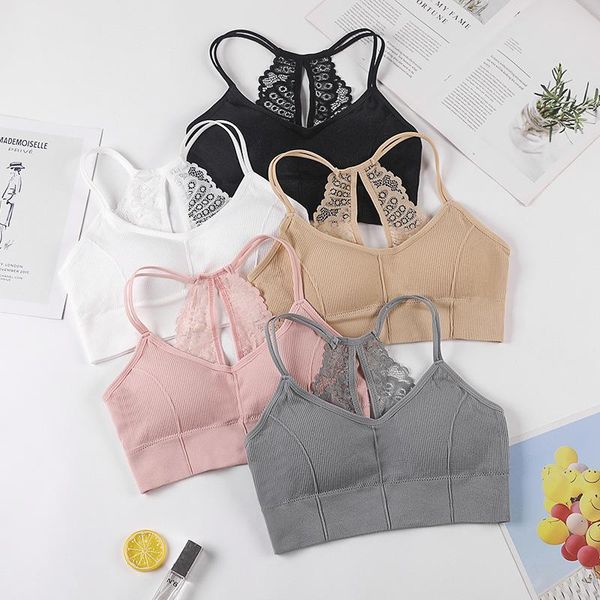 

camisoles & tanks women tank crop lace cropped female seamless underwear plus size lingerie padded camisole, Black;white