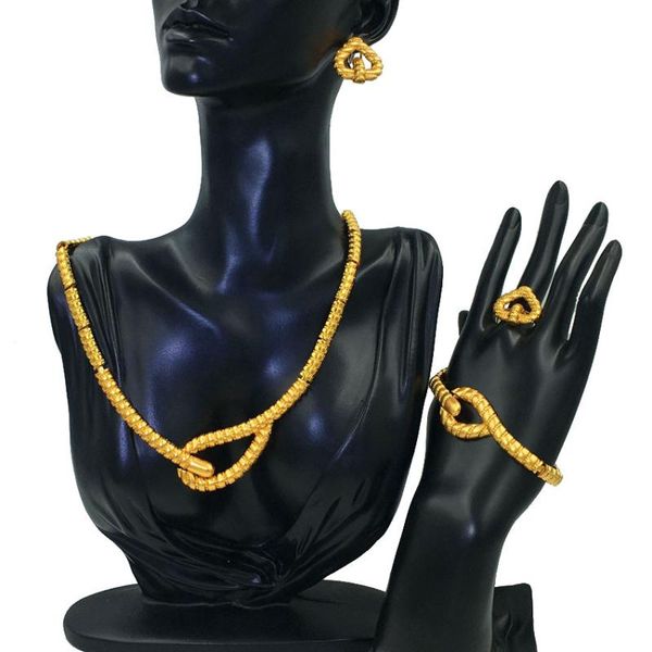 

earrings & necklace mejewelry gold-color jewelry set collar statement bracelet ring women wedding accessories fhk12125, Silver