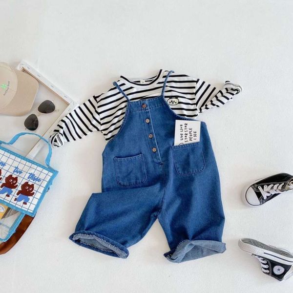 

2020 new spring autumn korean boys and girls jeans wide leg pants, Blue