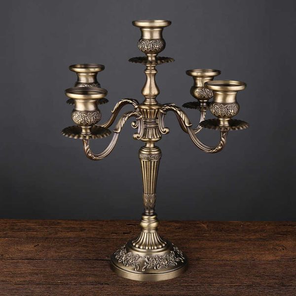 Titulares de vela 3 braços / 5 braços de bronze de metal candelabro decoração vela suporte luz suporte para casa decoração sh190924