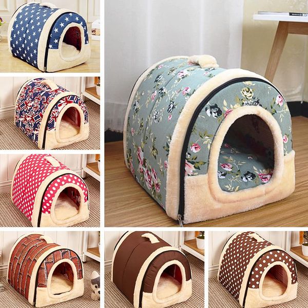 

pet house dog beds with print mat foldable dog cat bed pad nest for small medium dogs travel kennels basket bags pet products