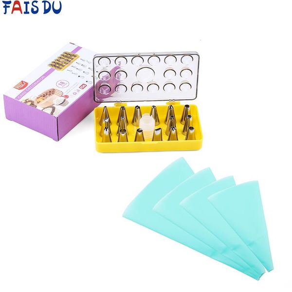 

baking & pastry tools silicone nozzle icing piping cream nozzles bags set box converter reusable diy cake decoration