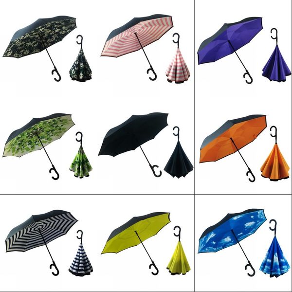 Guarda-chuva reversa multi-cor mão-livre guarda-chuva guarda-chuva double pano à prova de intempéries guarda-chuva criatividade engrenagem de chuva 135 v2