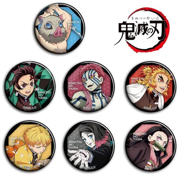 

pins, brooches 58 mm anime badge brooch pin demon slayer buttons cool icons, Gray