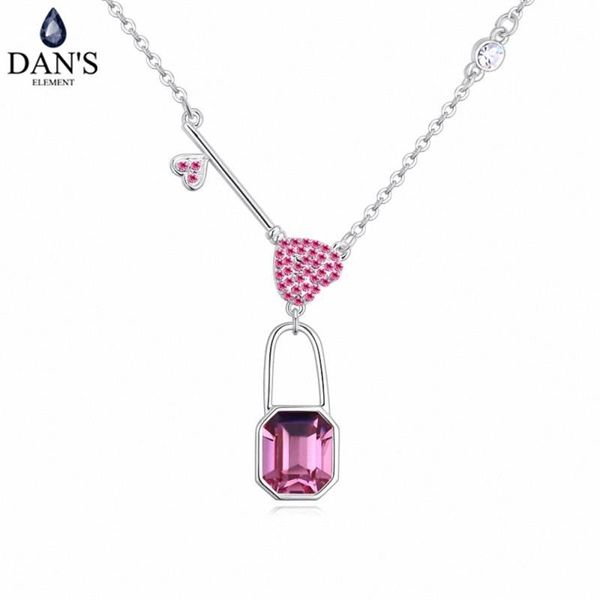 

pendant necklaces dan's brand real austrian crystals fashion flower white gold color necklace for women valentine's gift 130336, Silver