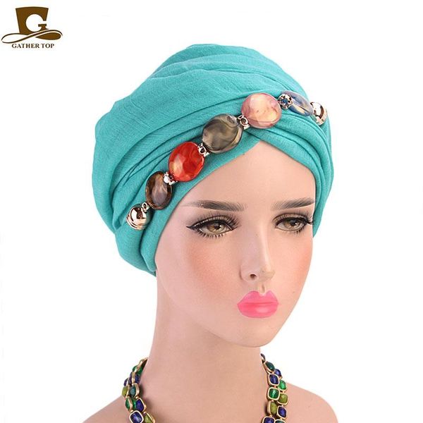 

hair accessories women turban jewerly necklace headscarf muslim hijab headwrap