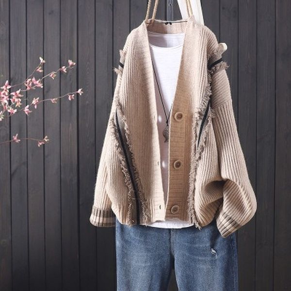 

2021 new outono inverno feminino cardigan quente camisola jaqueta bolso bordado moda malha cardigans casaco senhora blusas soltas bpac, White;black