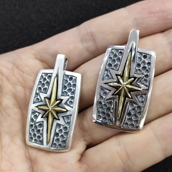 

2021 new solid s925 sier tomorrow personality copper eight-pointed star brand temperament man pendant iksk, Silver