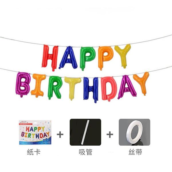 

party decoration 13pcs happy birthday letter balloons 16inch foil ballons decorations rose gold blue fade globos gifts supplies