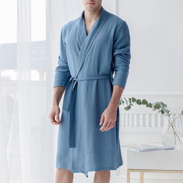 

men and women nightgown summer cotton pajamas bathrobe long sleeve home clothes, Black;brown