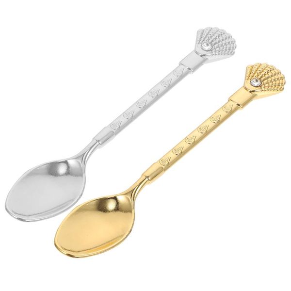 

spoons 2pcs durable coffee zinc alloy home tableware (assorted color)