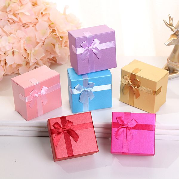 

new jewelry box cross embossed bowknot necklace earrings ring boxes, Black;white