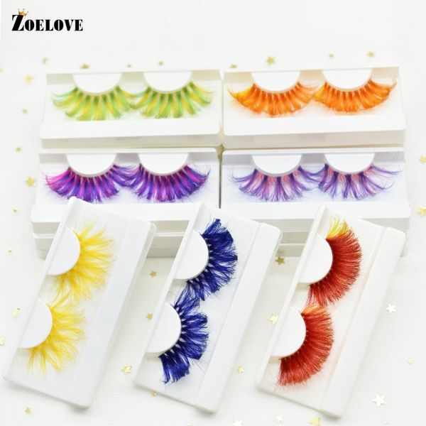 

colored eyelashes fluffy mink lashes wholesale mink eyelashes 25mm colorful lash vendors faux cils long color false eyelash bulk