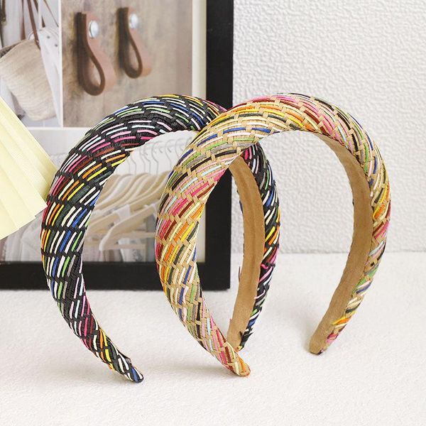 

hair accessories 2021 vintage sponge straw braided bezel women headband hairband opaska do wlosow diademas bandeau pour cheveux