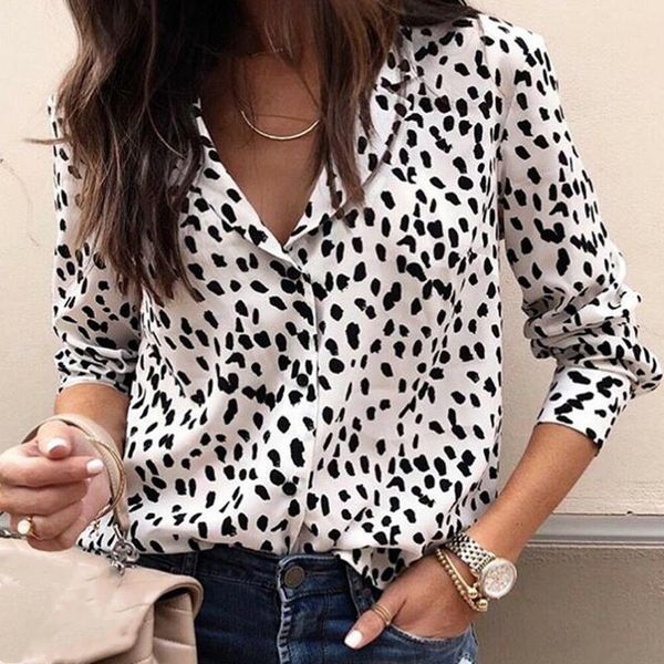 

blusas long sleeve mujer de moda 2021 leopard blusas mulher elegantes chemisier femme plus size bluzki damskie womens and blouses, White